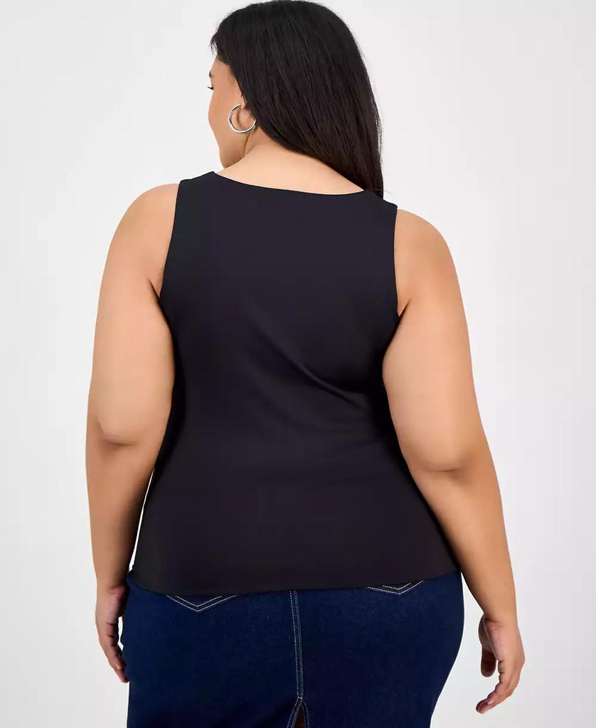 Bar III Trendy Plus Size Ruched V-Neck Tank Top, Exclusively at Macy's