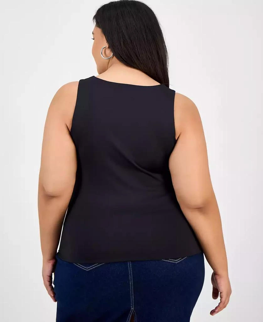 Bar III Trendy Plus Size Ruched V-Neck Tank Top, Exclusively at Macy's 2