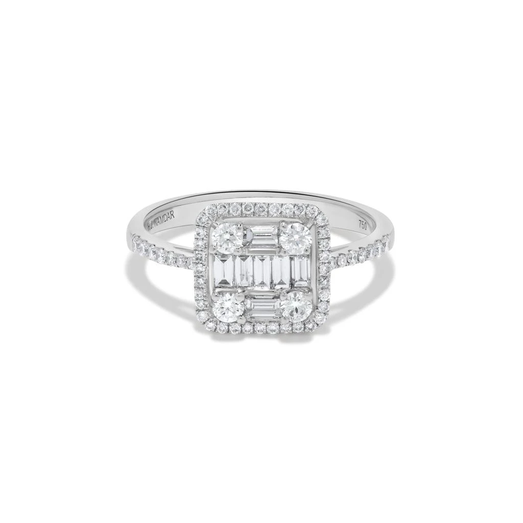 H.J. Namdar 0.75 ct tw Baguette Diamond Cluster Ring 18K White Gold Natural Diamonds Size 6 2