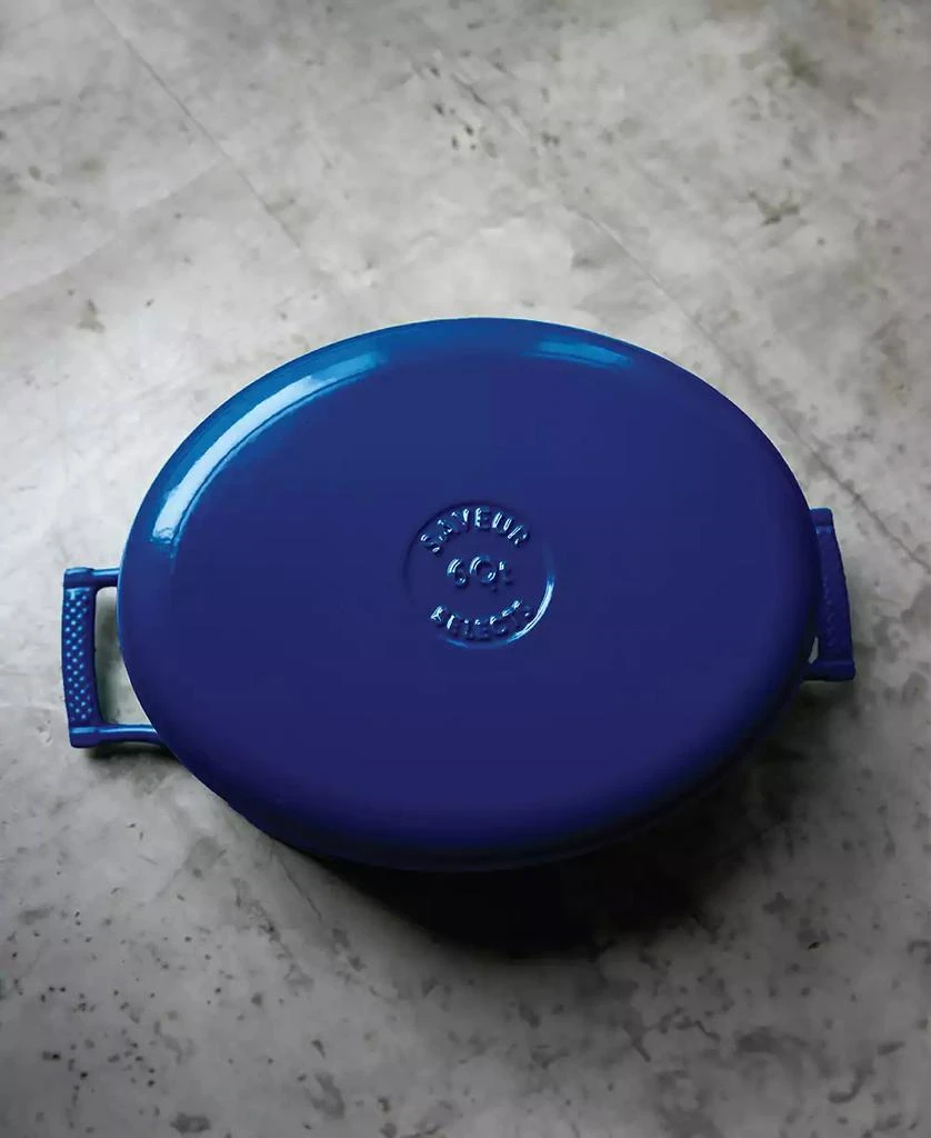 SAVEUR SELECTS Voyage Series 6 Qt Enameled Cast Iron Oval Roaster, Dutch Oven with Stainless Steel Lid 3