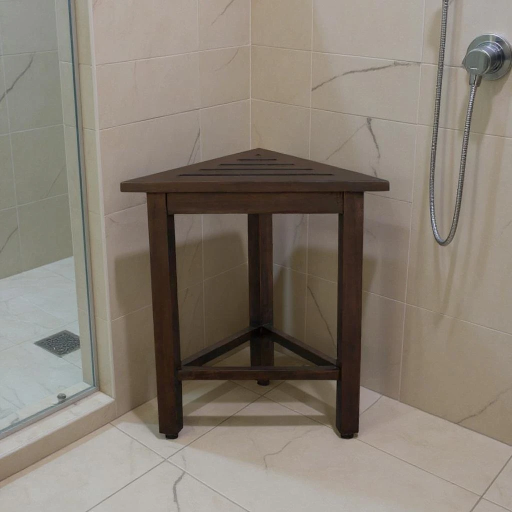 Hivvago 17" Dark Brown Teak Corner Shower Bench
