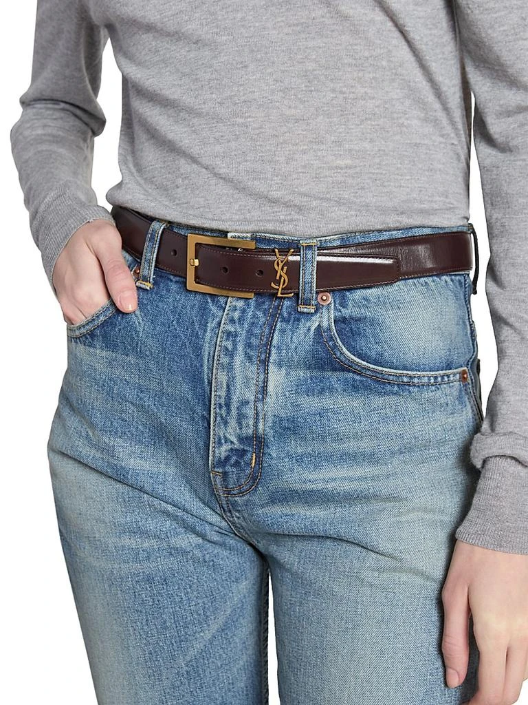 Yves Saint Laurent Cassandre Belt in Shiny Leather - Belts  display picture 2