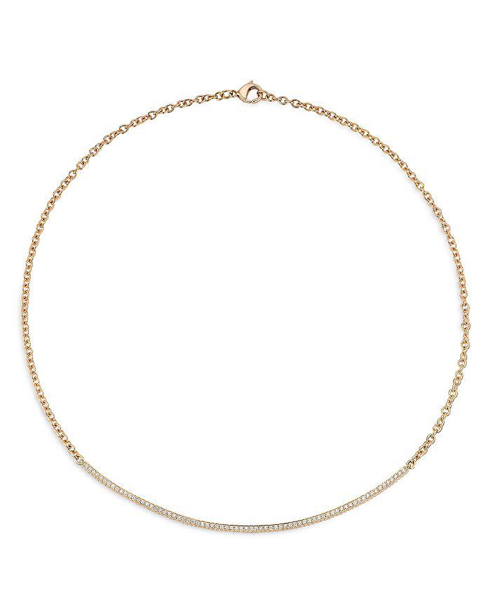 Walters Faith 18K Rose Gold Diamond Curved Bar Necklace, 15"
