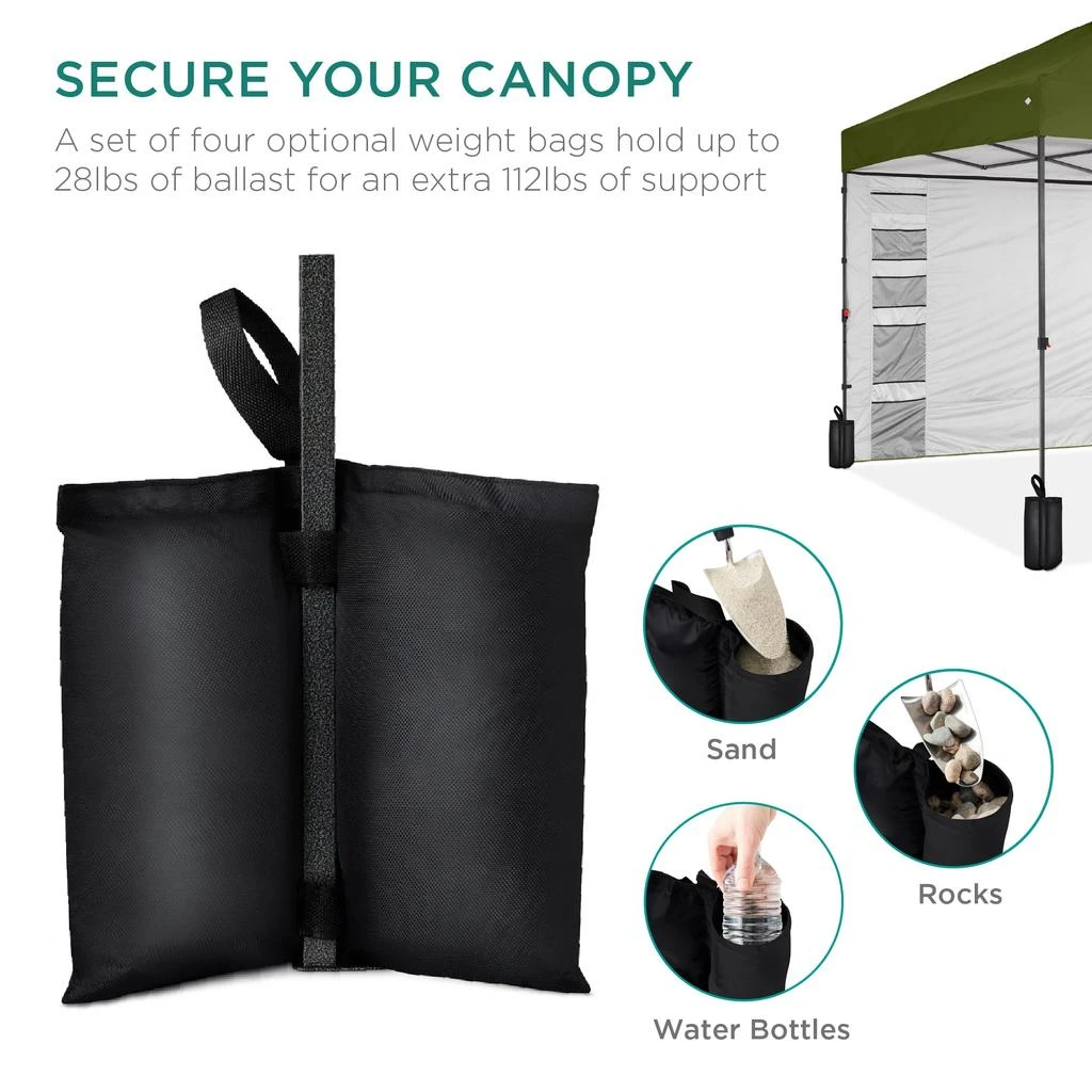 Best Choice Products 10x10ft Easy Setup Pop Up Canopy, Portable Tent w/ Side Wall, 1-Button Push, Case 6