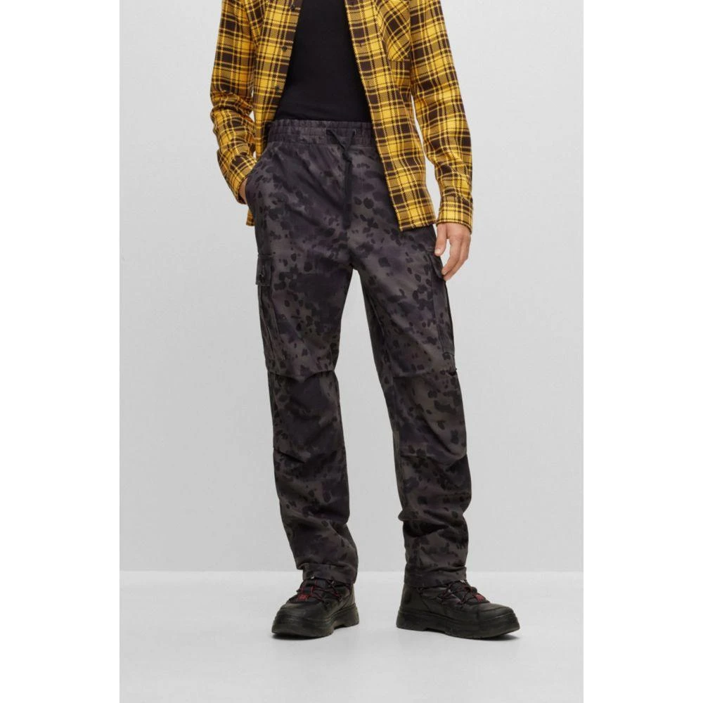 Hugo Boss Regular-fit cargo trousers in Dalmatian-print cotton 3