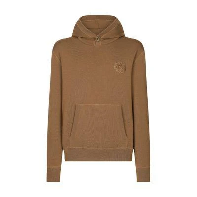Dolce & Gabbana Wool and silk hoodie with DG patch 1
