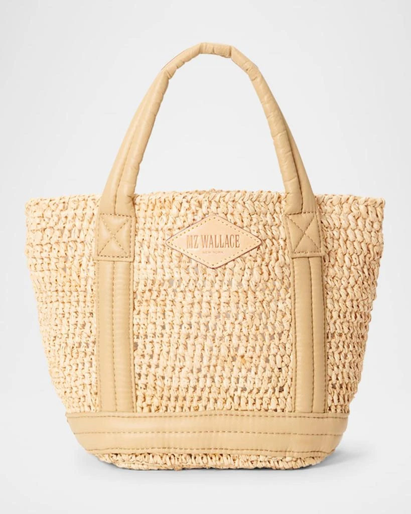 MZ Wallace Mini Raffia & Leather Tote Bag 1