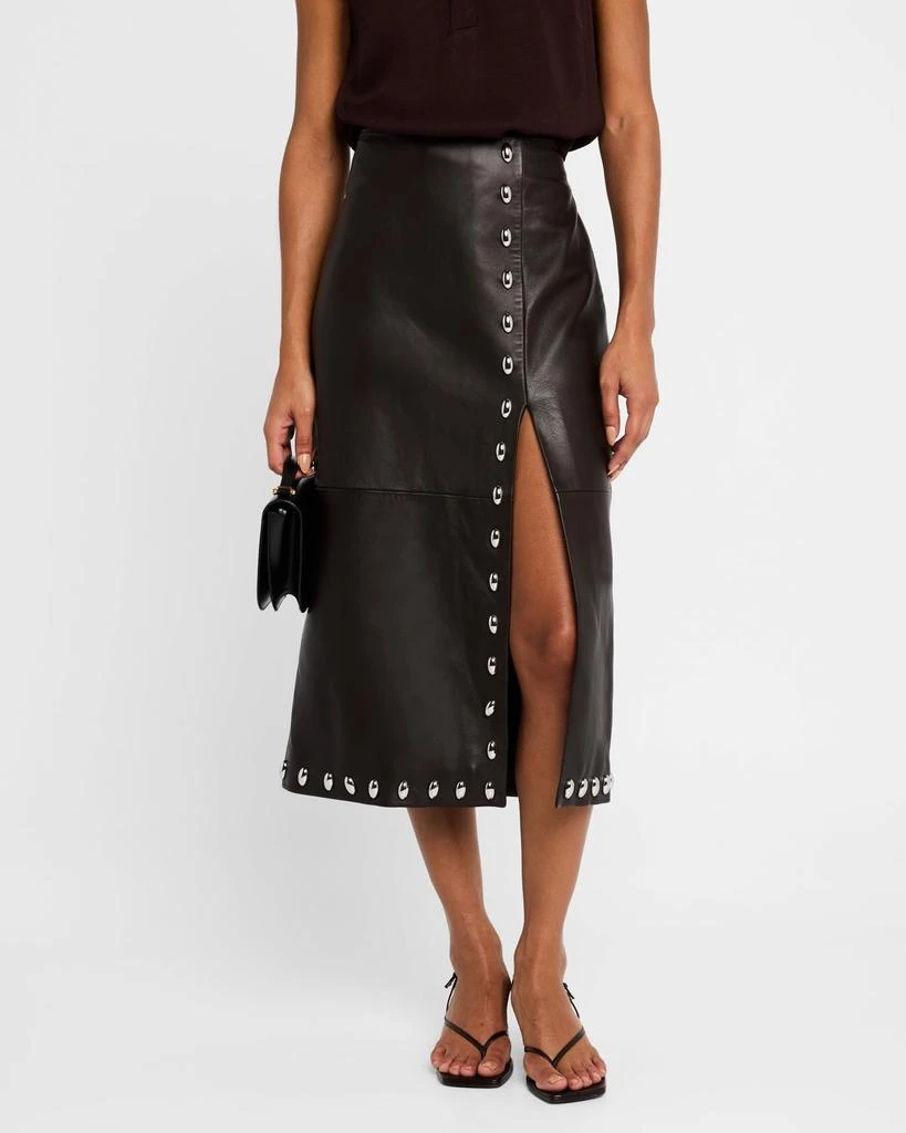 A.L.C. Naomi Stud-Embellished Faux Leather Midi Skirt 4