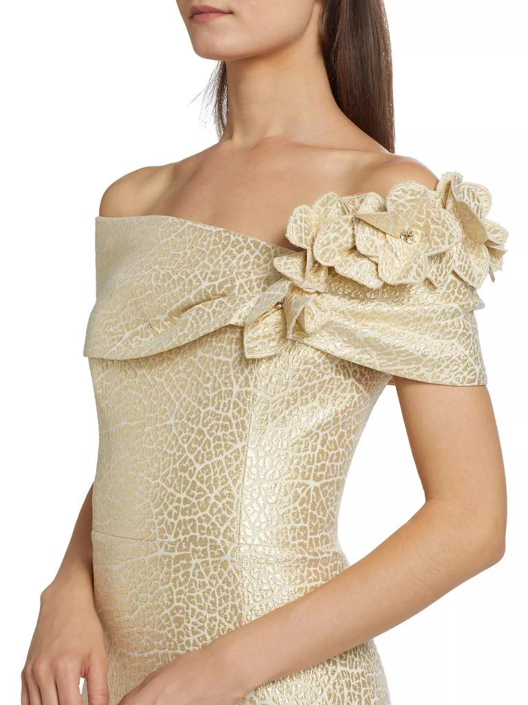 Teri Jon Off-the-Shoulder Jacquard Column Gown 6