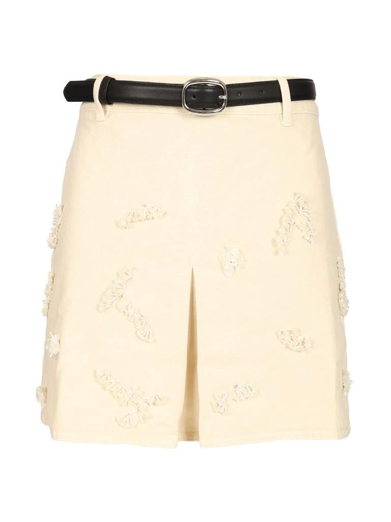 Self Portrait Self-Portrait Beaded Floral Denim Mini Skirt 1