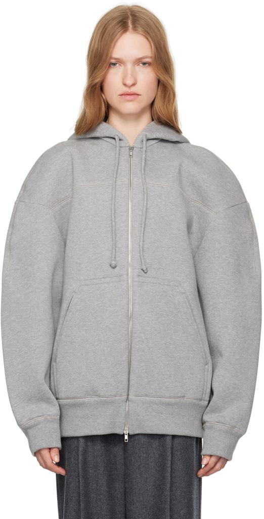 Carven Gray Bonded Jersey Hoodie