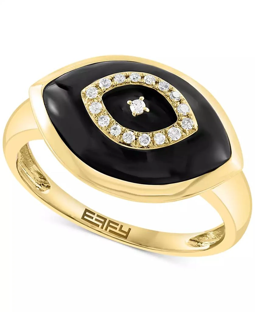 Effy EFFY® Onyx & Diamond (1/20 ct. t.w.) Evil Eye Statement Ring in 14k Gold 1