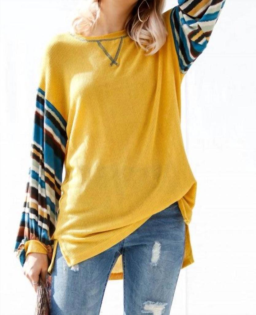 My Story My Story - Tribal Striped Sleeve Knit Top