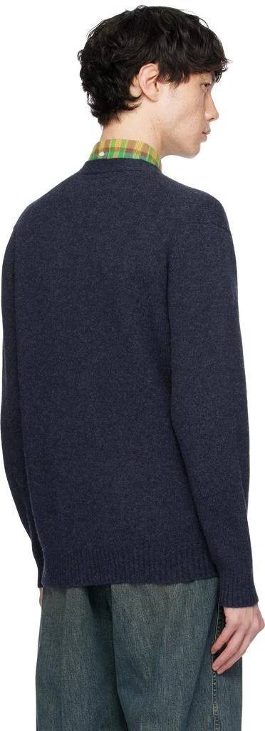 BEAMS PLUS Navy Elbow Patch Cardigan 3