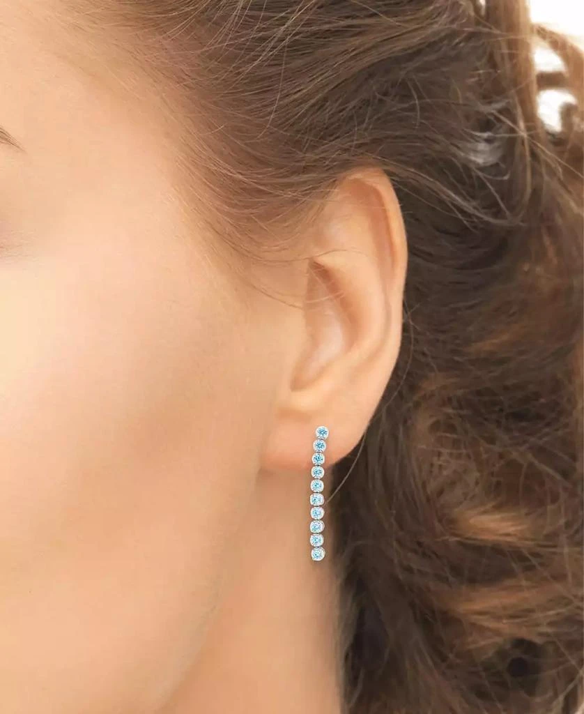 Macy's Lab-Grown Aquamarine Linear Drop Earrings (1-1/5 ct. t.w.) in Sterling Silver 2