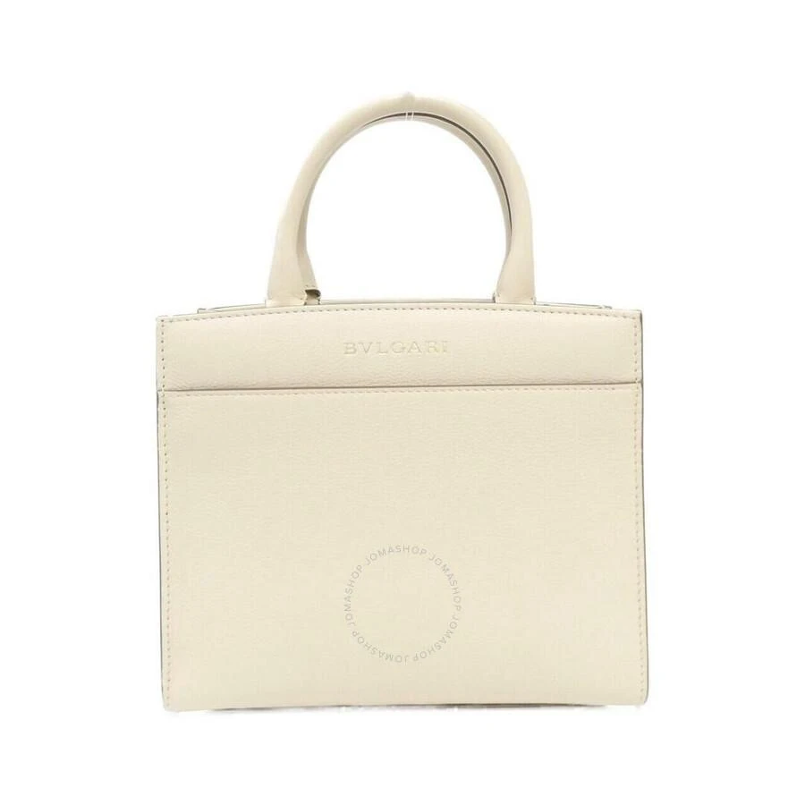 Bvlgari White Leather Logo Tote Bag 2