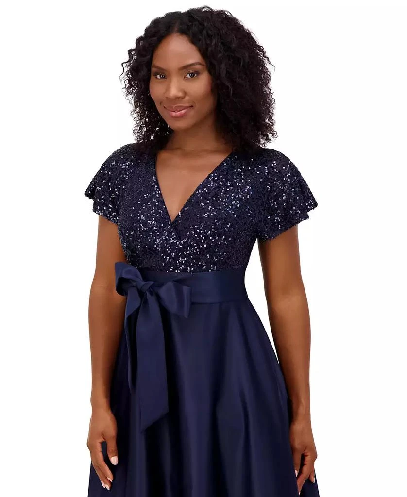 Jessica Howard Women's Sequinned-Bodice Satin-Skirt Ball Gown 3
