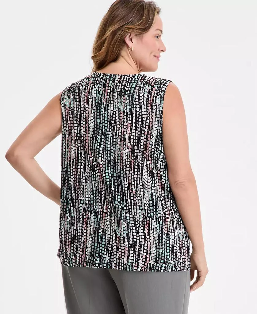 Kasper Plus Size Dot-Print Keyhole Top 4