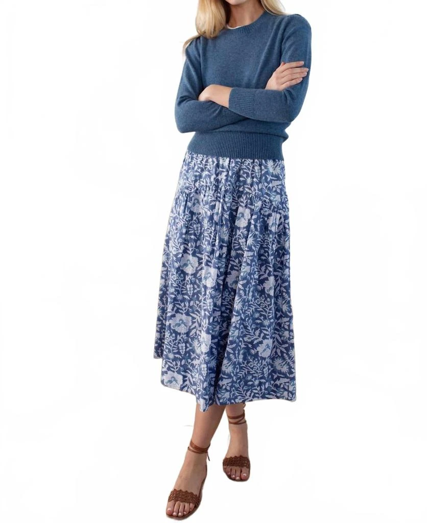 Marea Louisa Midi Skirt In Indigo Blossom 2