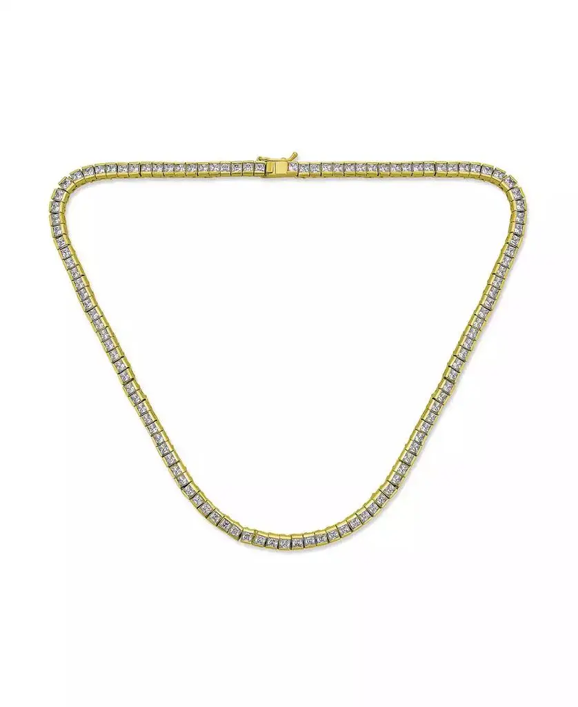 Bling Jewelry Cocktail Cubic Zirconia Princess Cut Channel Set Statement Tennis Necklace