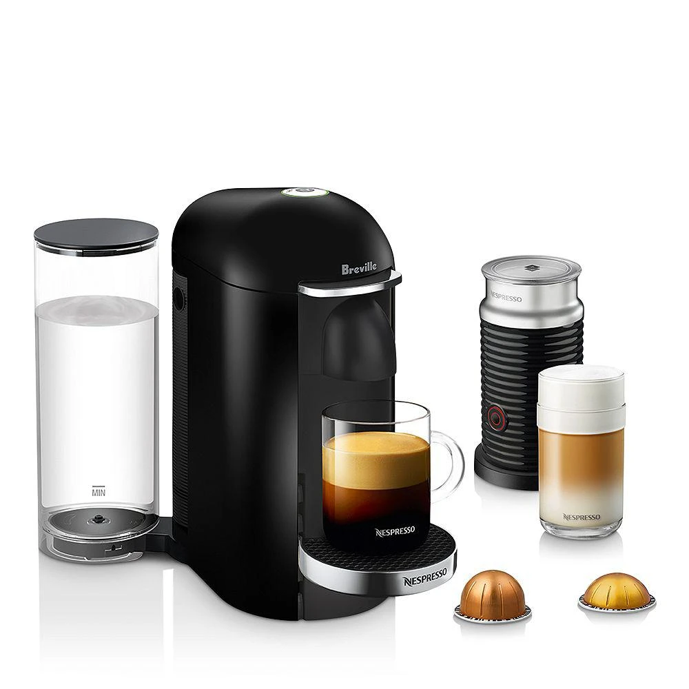 Nespresso VertuoPlus Deluxe by Breville with Aeroccino Milk Frother, Classic Black 1