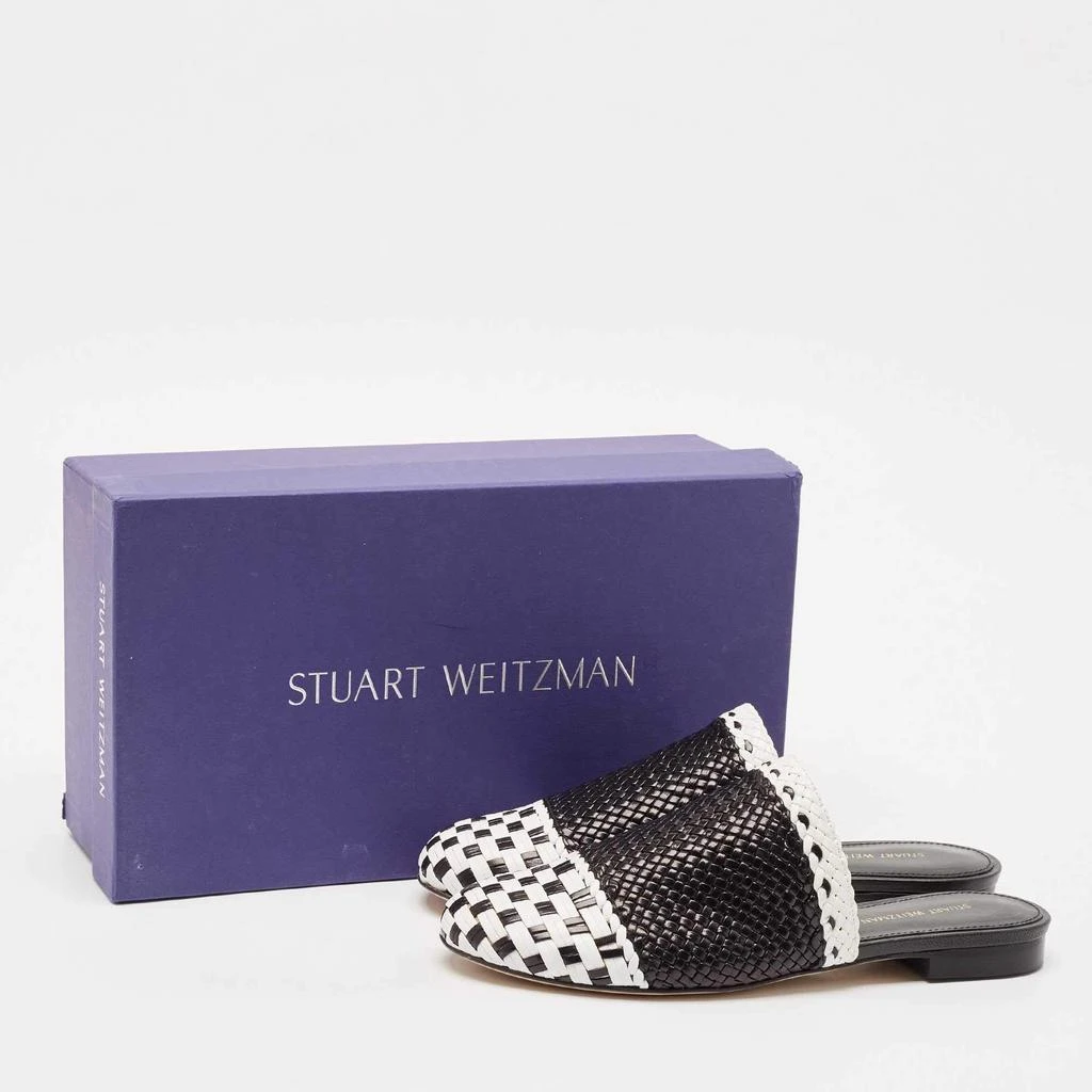 Stuart Weitzman Stuart Weitzman Black/White Woven Leather Indiana Flat Mules Size 36 9