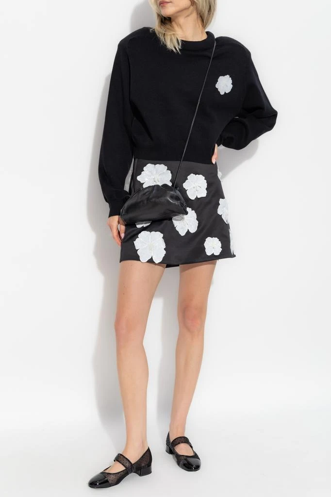ROTATE Birger Christensen Skirt with floral motif appliqués 2