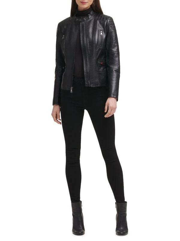 Kenneth Cole Faux Leather Moto Jacket 5