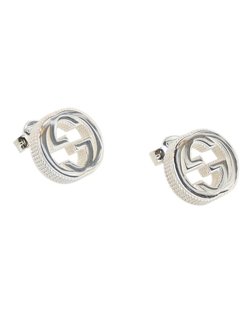 Gucci Interlocking G Textured Silver Stud Earrings