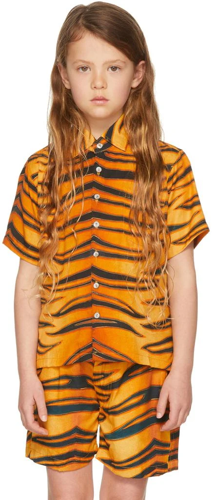 Endless Joy SSENSE Exclusive Kids Black 
Orange Harimau Short Sleeve Shirt