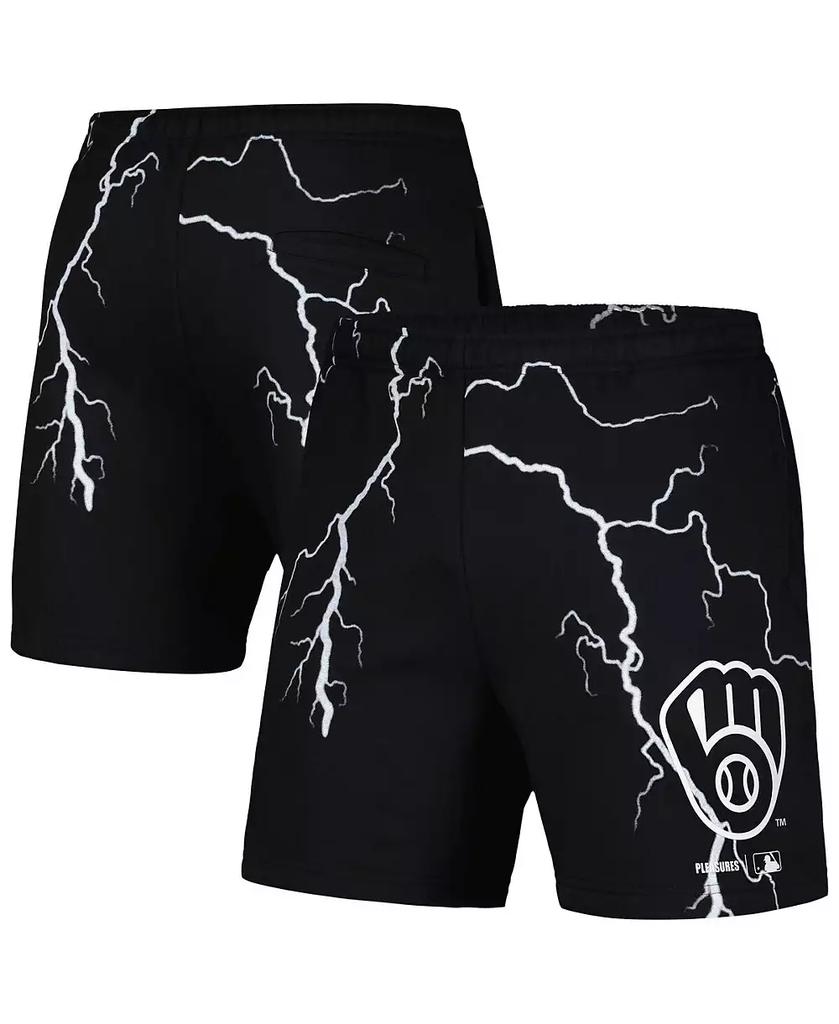 Pleasures Men's Black Milwaukee Brewers Lightning Shorts