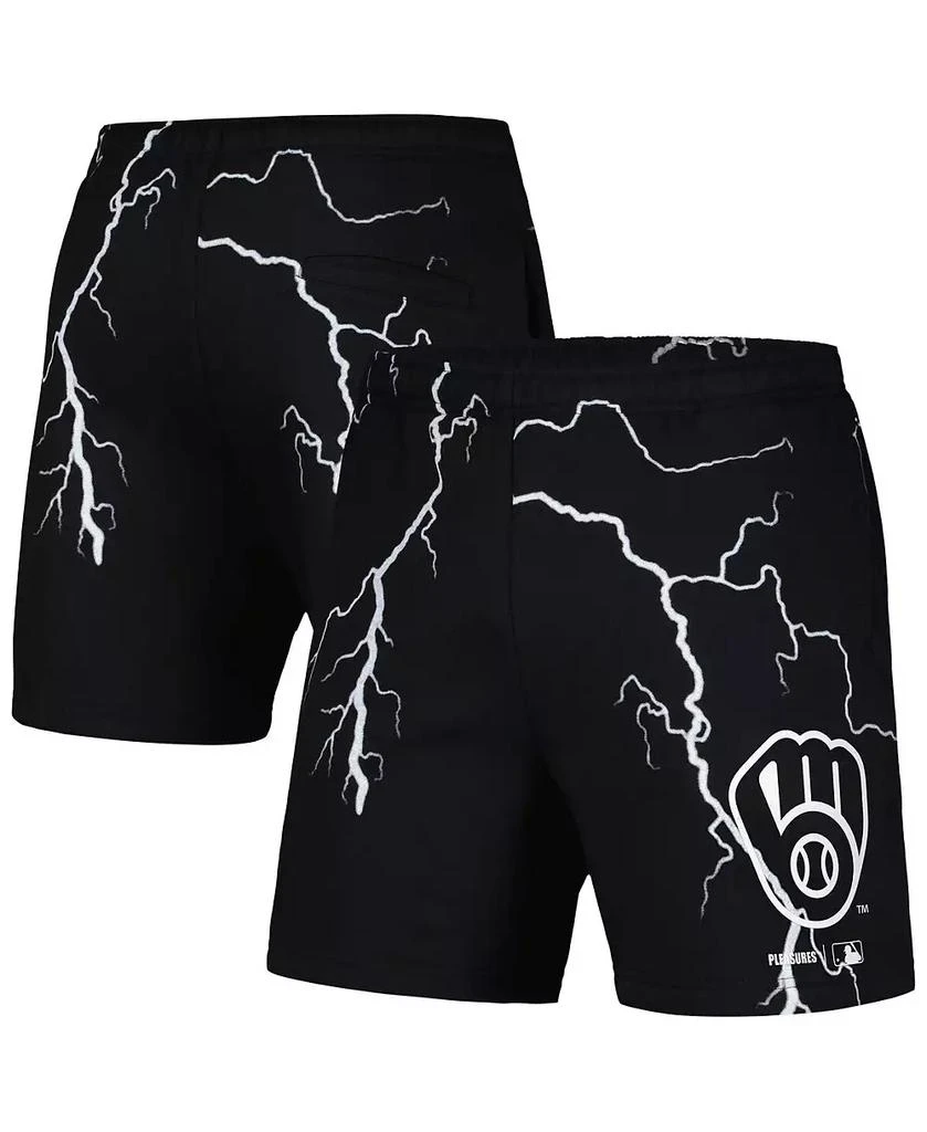 Pleasures Men's Black Milwaukee Brewers Lightning Shorts 1