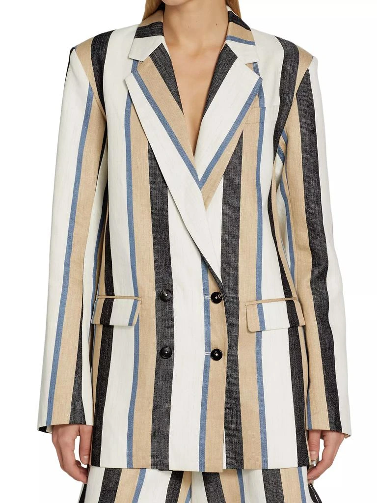 Co Double-Breasted Striped Linen Blazer 3