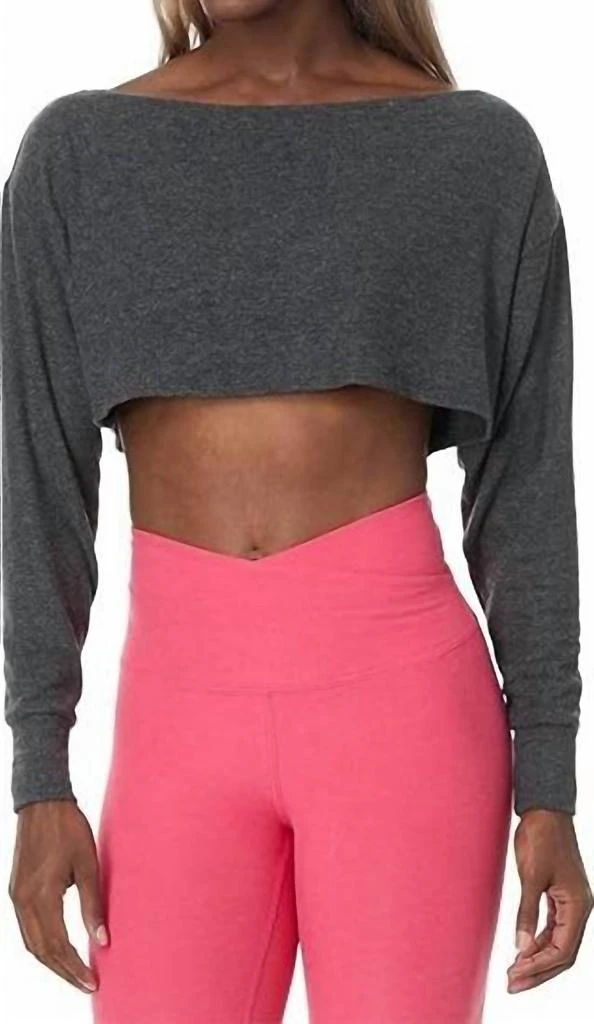 Beyond yoga Duet 2-Way Convertible Shrug In Charcoal Gray 1