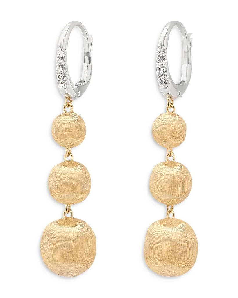 Marco Bicego 18K White & Yellow Gold Africa Diamond Textured Bead Triple Drop Earrings 1