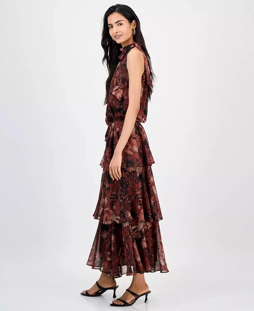 Julia Jordan Women's Tie-Neck Blouson Tiered Maxi Dress - Maxi dresses