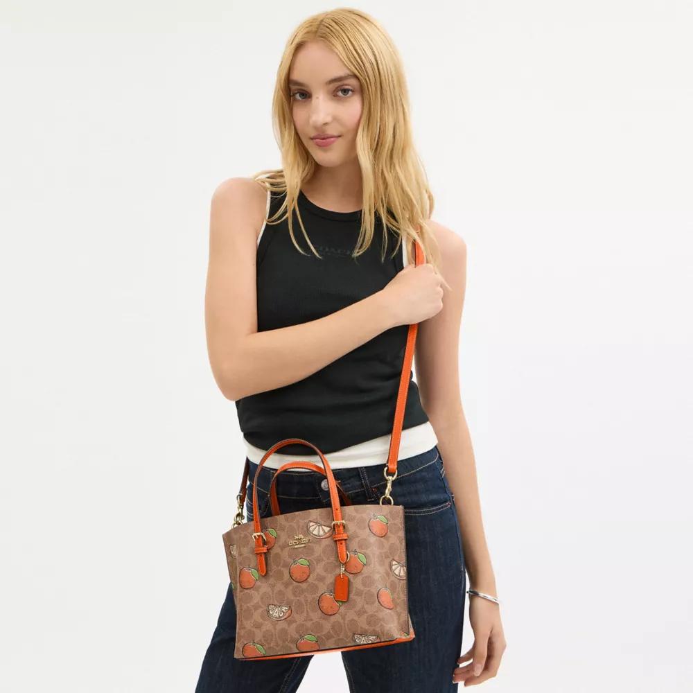Mollie Tote Bag 25 In Signature Canvas With Orange Print Mollie Tote Bag 25 In Signature Canvas With Orange Print