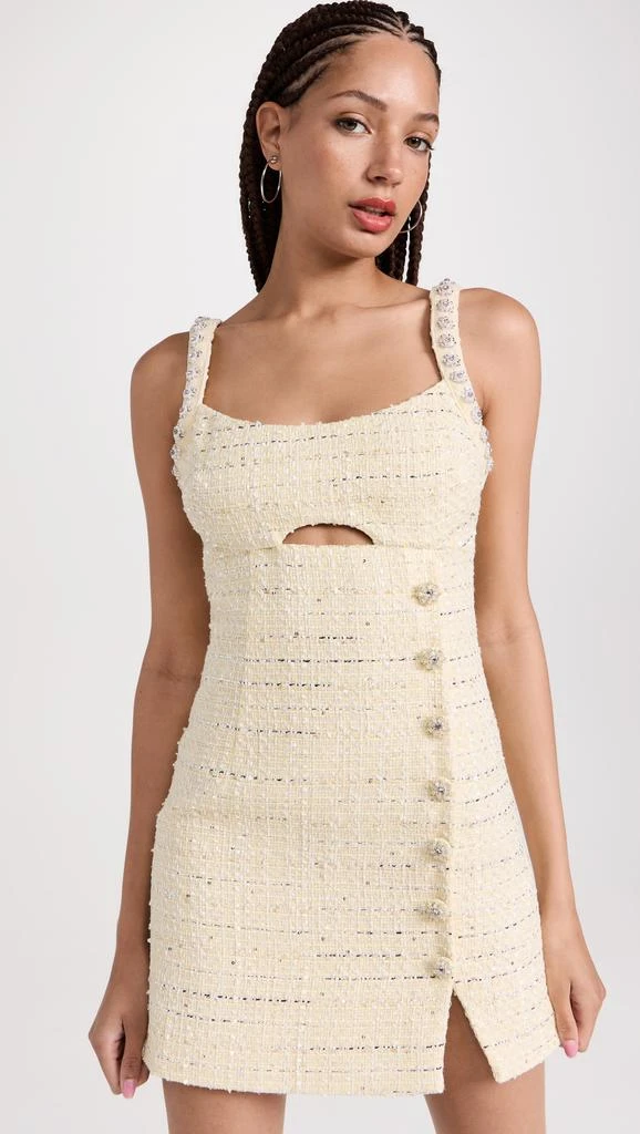 Self Portrait Yellow Boucle Diamante Mini Dress 7