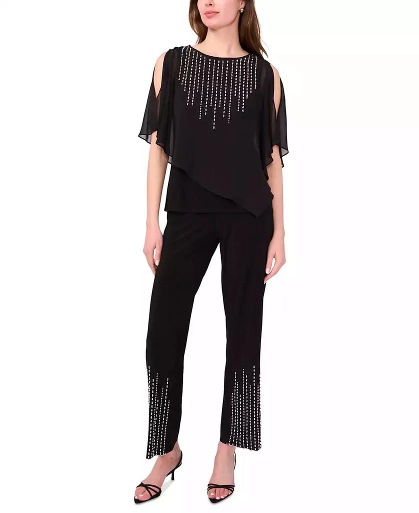 MSK Women's Beaded Overlay Split-Sleeve Top 3