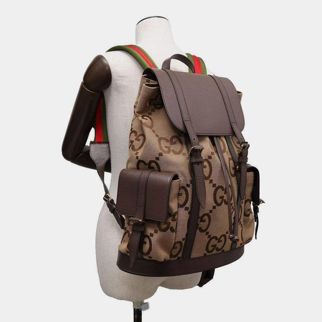 Gucci Gucci Brown/Beige Canvas Leather Jumbo GG Backpack 2