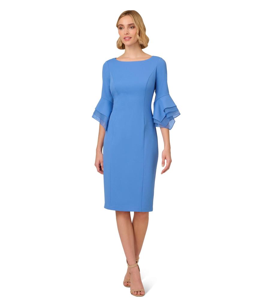 Adrianna Papell Knit Crepe Tiered Sleeve Dress