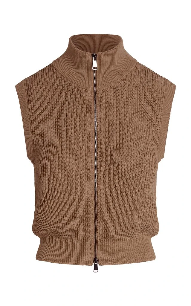 Aya Muse Aya Muse - Aries Ribbed-Knit Cotton-Blend Vest - Brown - L - Moda Operandi 1
