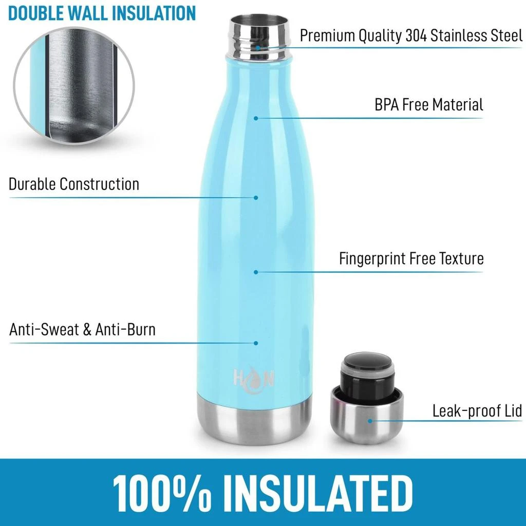 Zulay Kitchen 17oz Stainless Steel Water Bottle - Double Wall Insulated ...
