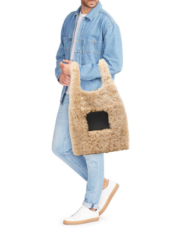 【送料 関税込】JIL SANDER Goji Small shearling tote bag Goji Small shearling tote bag in yellow - Jil Sander | Mytheresa