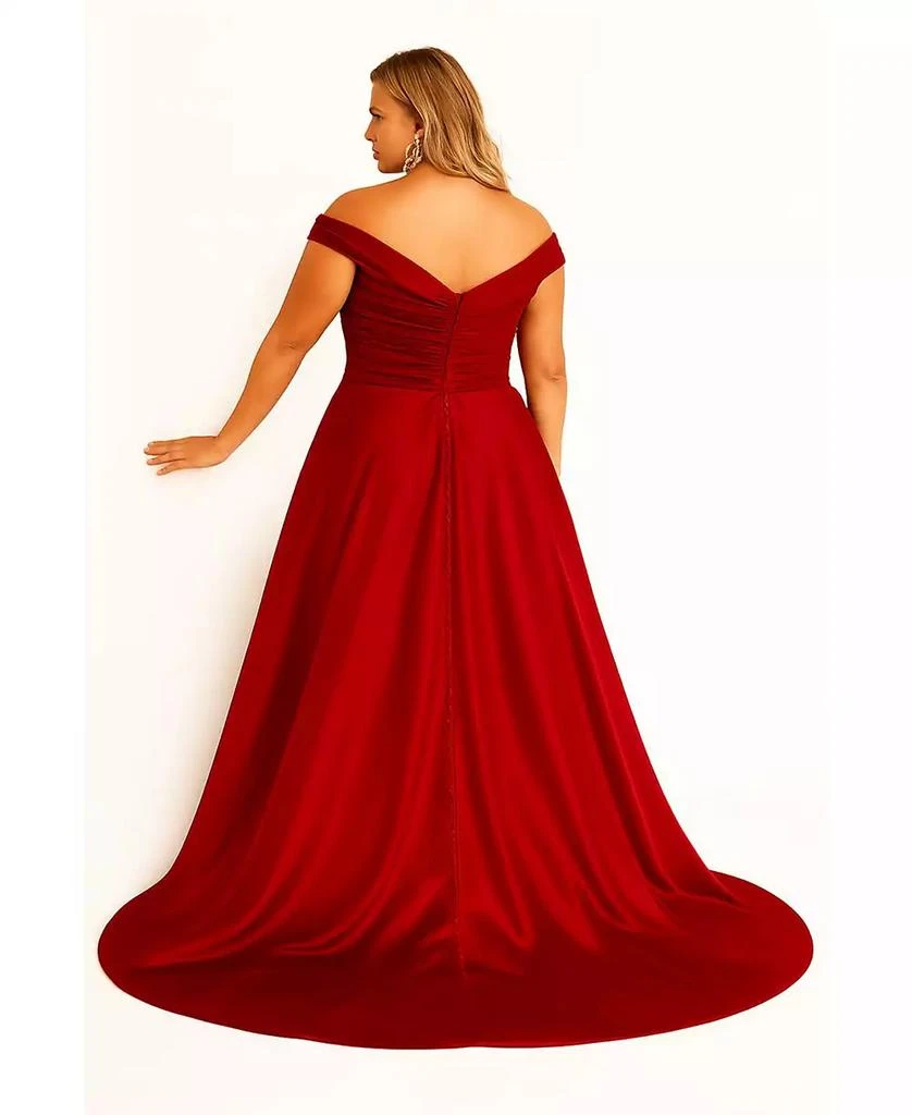 scarlet evening dress Scarlet Red Off-Shoulder Rhinestone Evening Gown main image 1
