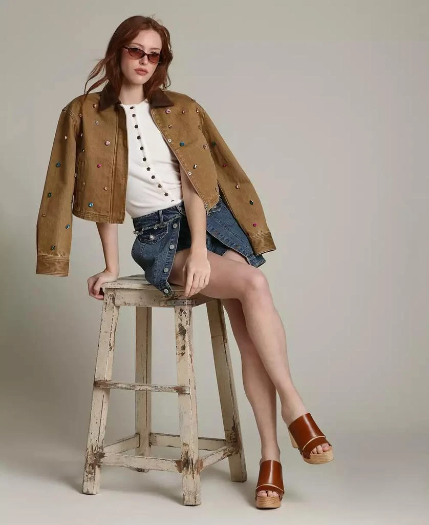 Avec Les Filles Women
s Embellished Chore Spread Collar Jacket 8