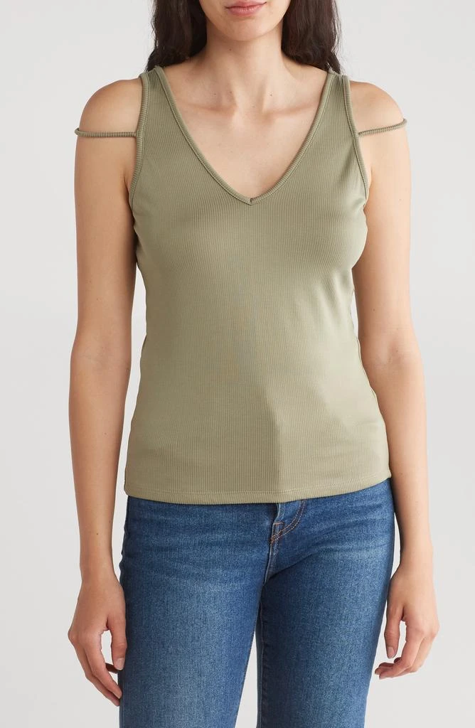 Topshop Double Strap V-Neck Rib Tank 1