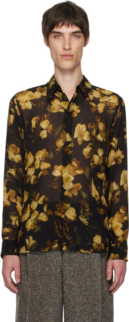 Dries Van Noten Black Sheer Viscose Shirt 1