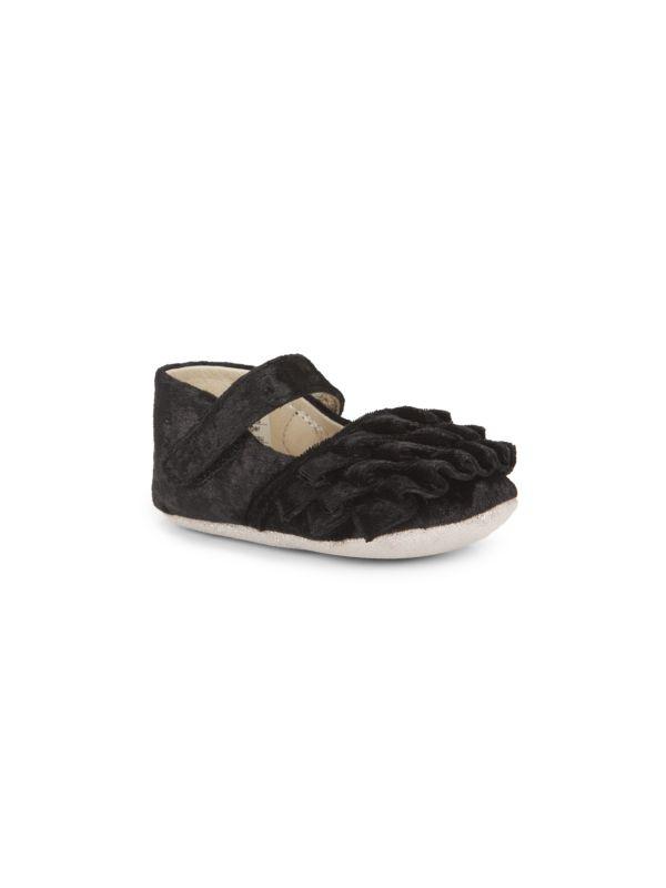 Robeez Baby Girl's Kate Ruffle Velvet Sandals