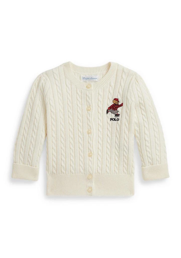 Ralph Lauren Baby Girls Polo Bear Mini-Cable Cotton Cardigan